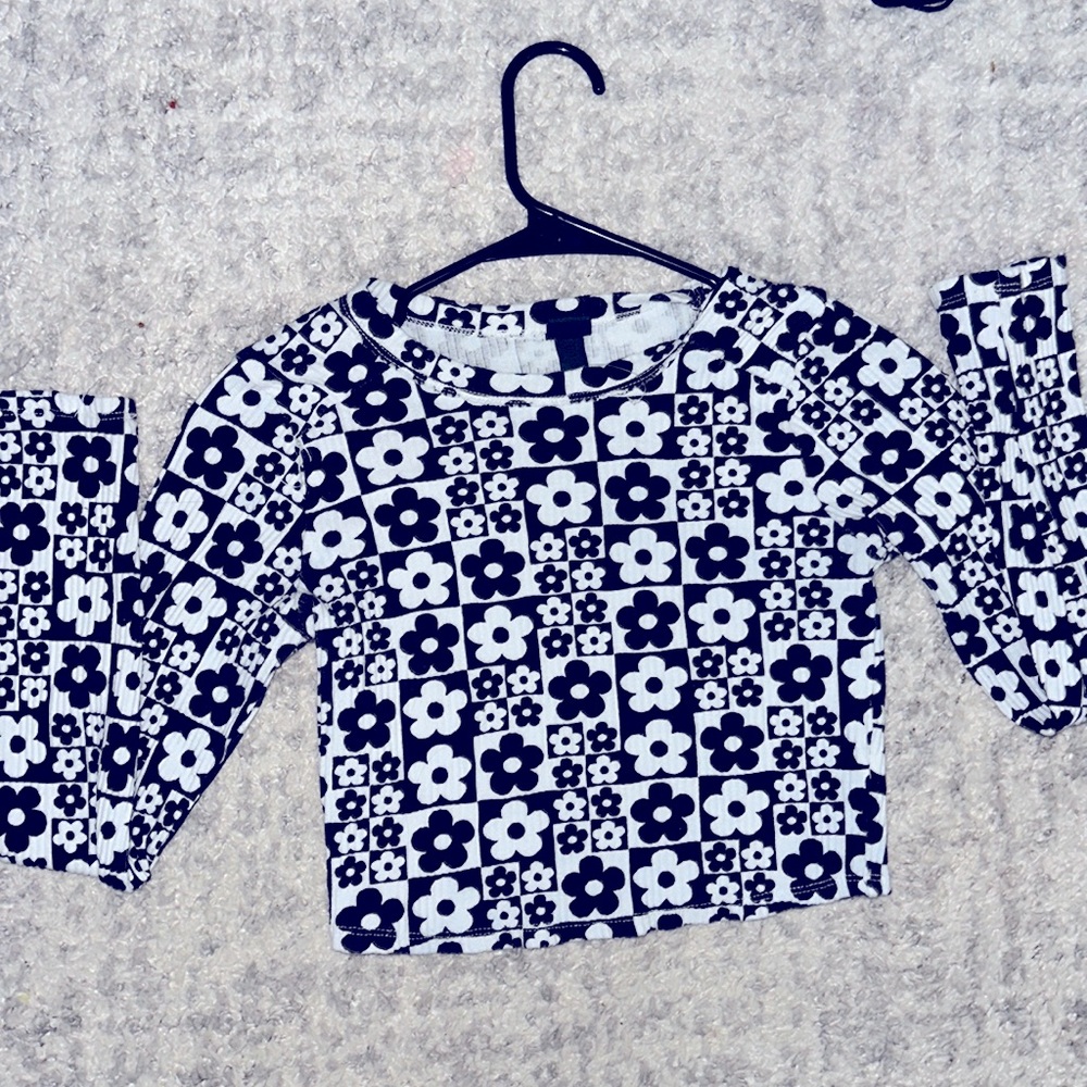 Black and White Flowered Shirt